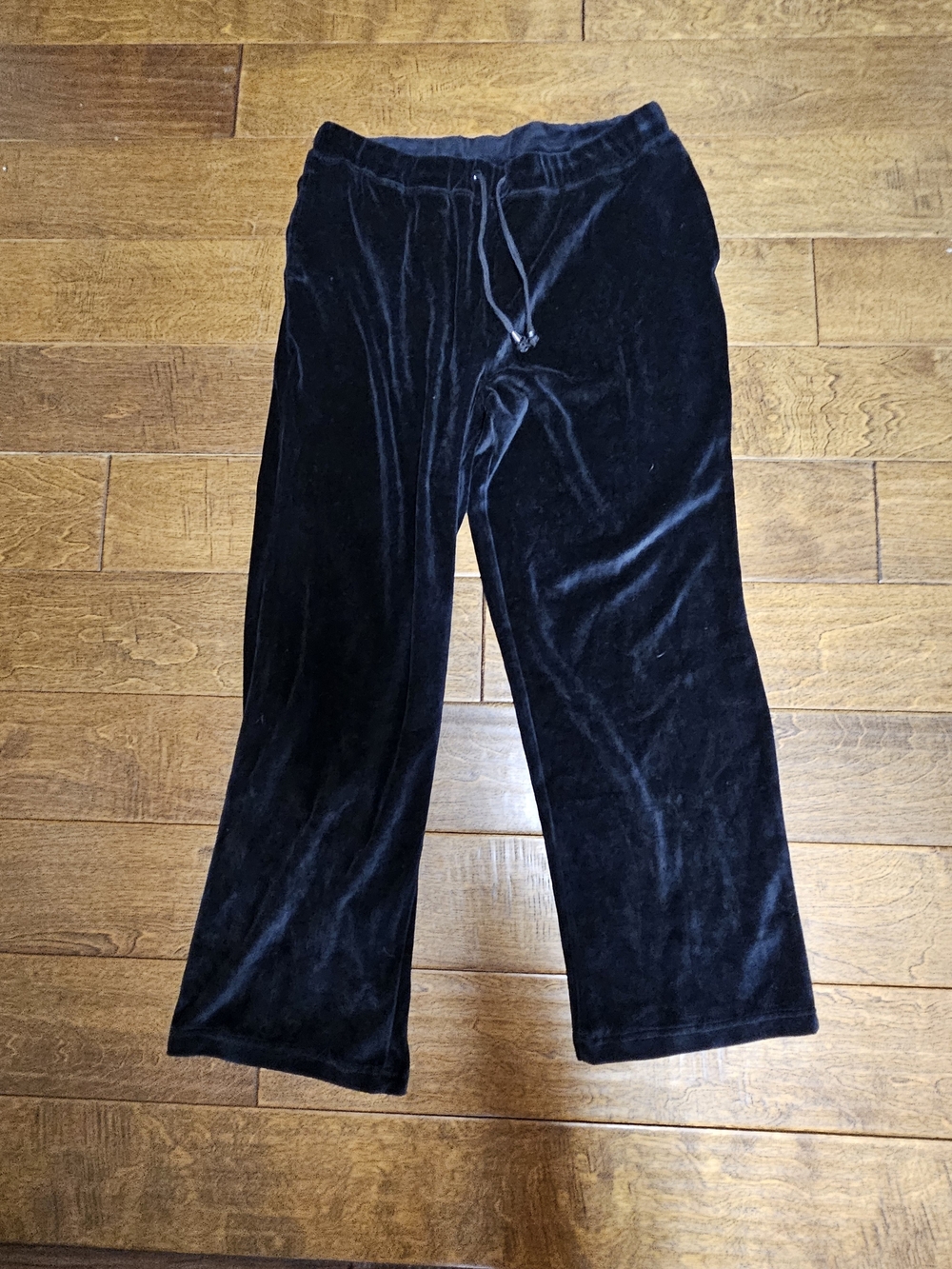 Y2K Black Velvet Drawstring Womens Pants